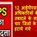 IPS Transfer: 12 IPS officers के तबादले के साथ चार जिलों के SP हटाये गये