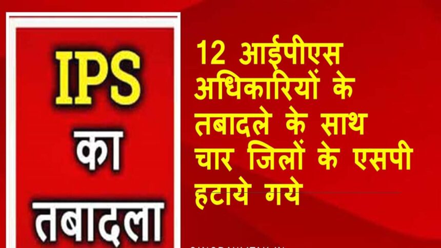 IPS Transfer: 12 IPS officers के तबादले के साथ चार जिलों के SP हटाये गये